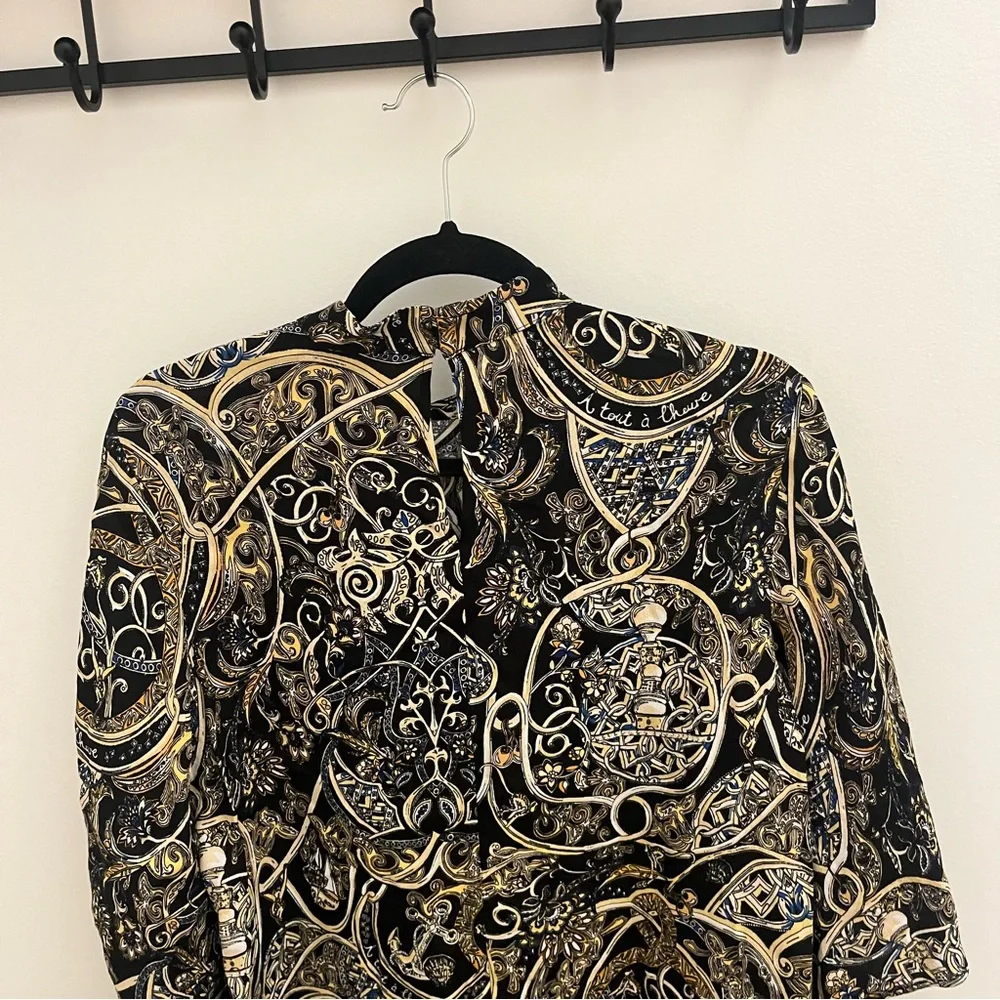 H&M Baroque Print Blouse | Statement Sleeve Top - Picture 6 of 7